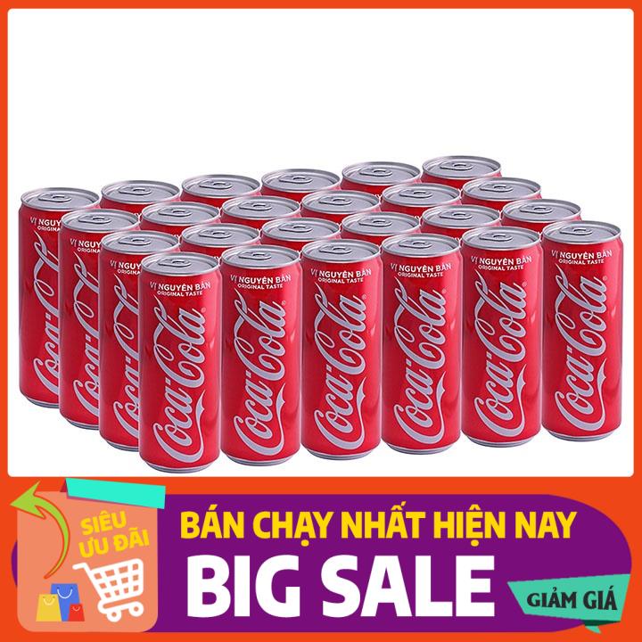 [ICLN9 giảm 5K cho đơn hàng 50k]  Thùng 24 Lon Nước Giải Khát Coca-Cola vị Nguyên Bản Original x 320ml Hàng Chính Hãng
