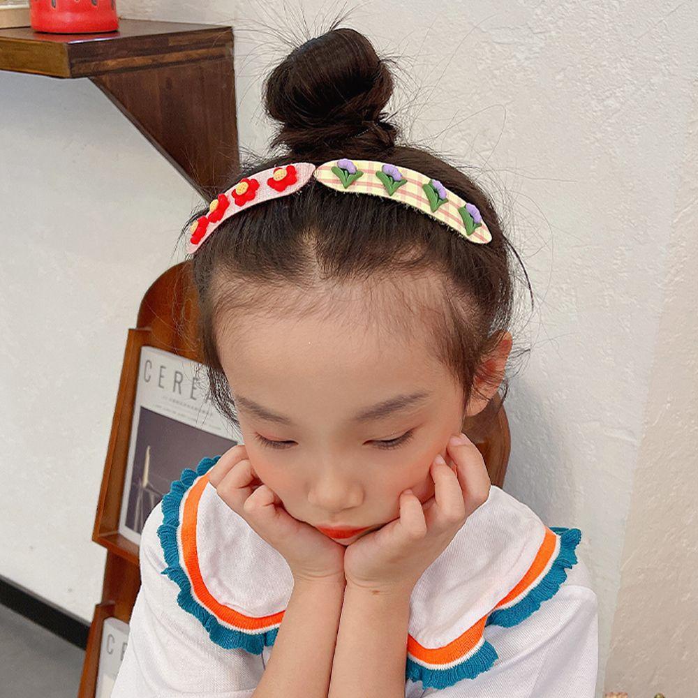 Kẹp Tóc Mái Dạng Dán Họa Tiết Hoa / Thỏ / Kẻ Sọc Nhiều Màu Có Thể Gấp Gọn Cho Bé Gái