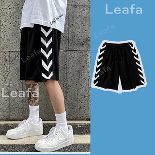 Quần short đùi ống rộng unisex sọc chữ V, quần sooc cạp chun phong cách Hàn Quốc QS16 Leaf house