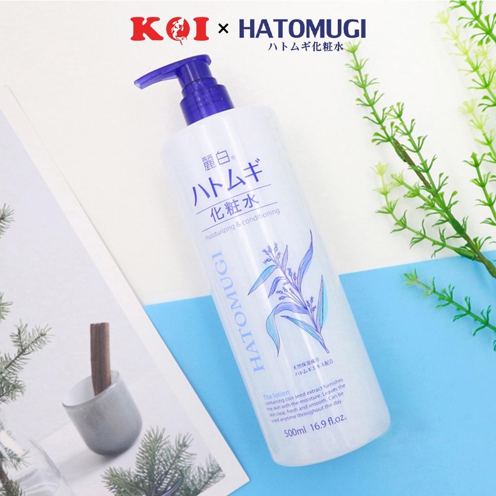 Nước hoa hồng ý dĩ Hatomugi Reihaku The Lotion làm sáng da 500ml có vòi