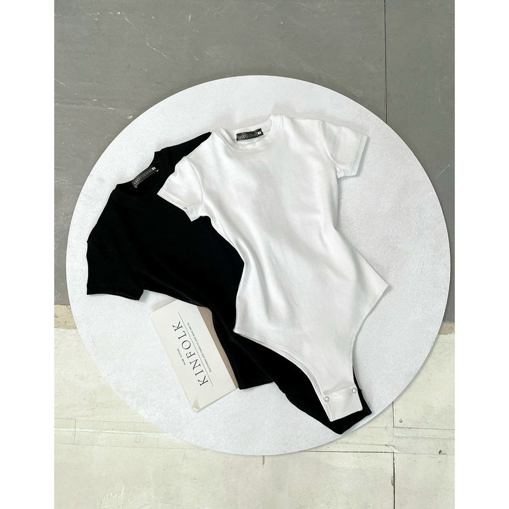 Áo bodysuit Rosie cộc tay cổ tròn CECCI màu trắng cotton borip | BigBuy360 - bigbuy360.vn