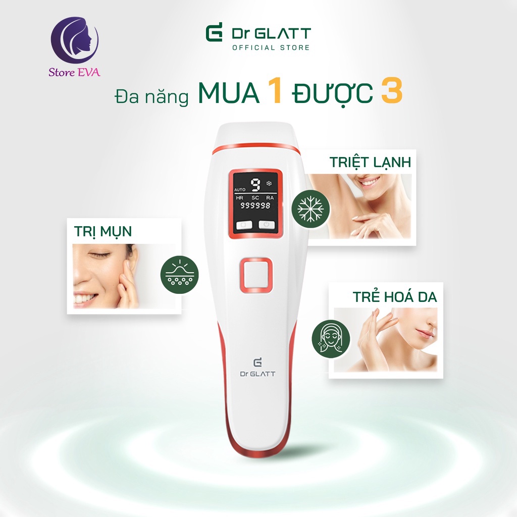 Máy Triệt Lông Mini Đa Năng Triệt Lông Vĩnh Viễn Trị Mụn Trẻ Hoá Da Dr Glatt IPL PRO - Nhà Phân Phối Chính Hãng StoreEva