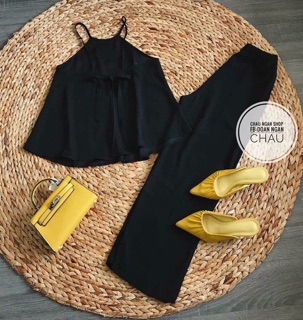 Set áo dây hở lưng quần dài