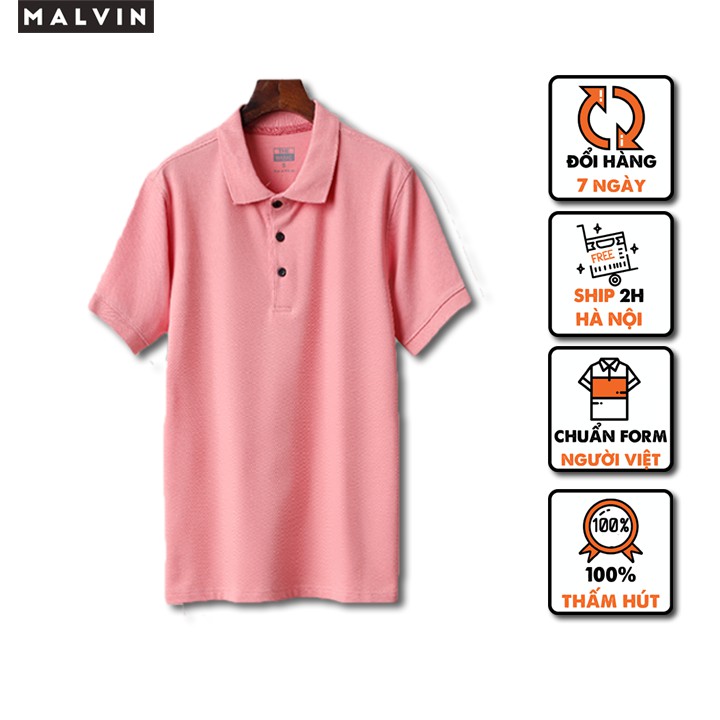 Áo Polo Nam có cổ BASIC màu Hồng vải cotton cá sấu chất đẹp Trẻ Trung Cá Tính MALP009 - Malvin Official