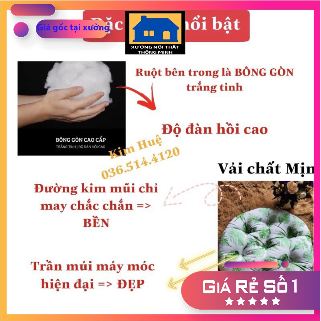 Đệm ngồi bệt tròn ngồi êm không lún, ruột bên trong làm từ bông gòn trắng tinh độ đàn[GIÁ RẺ]