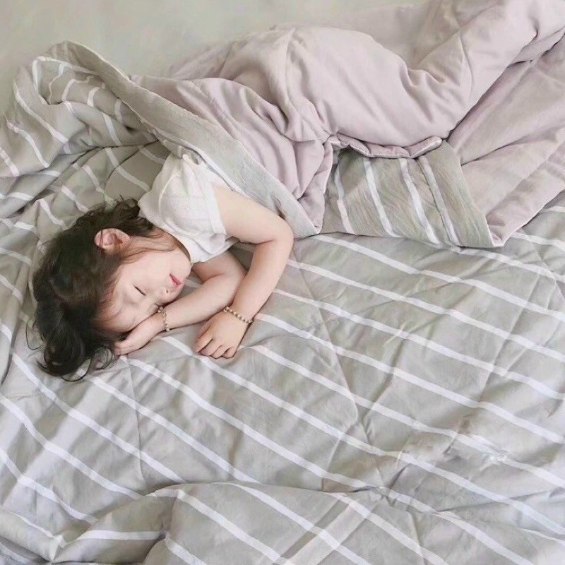 Chăn kẻ sọc 1m7 x 2m hàng xuất nhật mền mại, mát mẻ