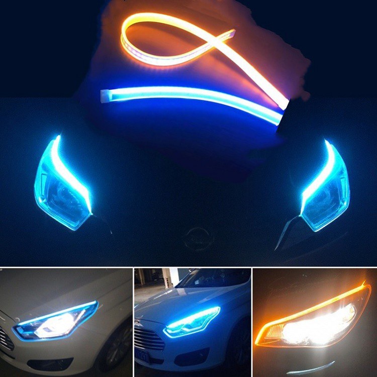 Bộ 2 Dây Đèn Led Hai Màu Sắc Dùng Trang Trí Cho Xe Hơi