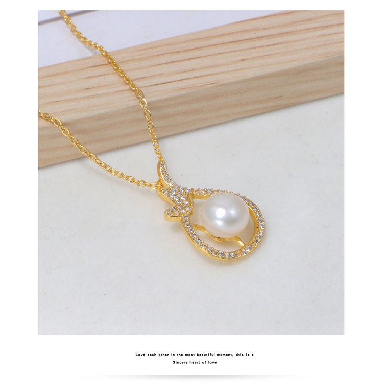 Vòng cổ Mạ Vàng Mặt Hình Học Đính Ngọc Trai Thời Trang