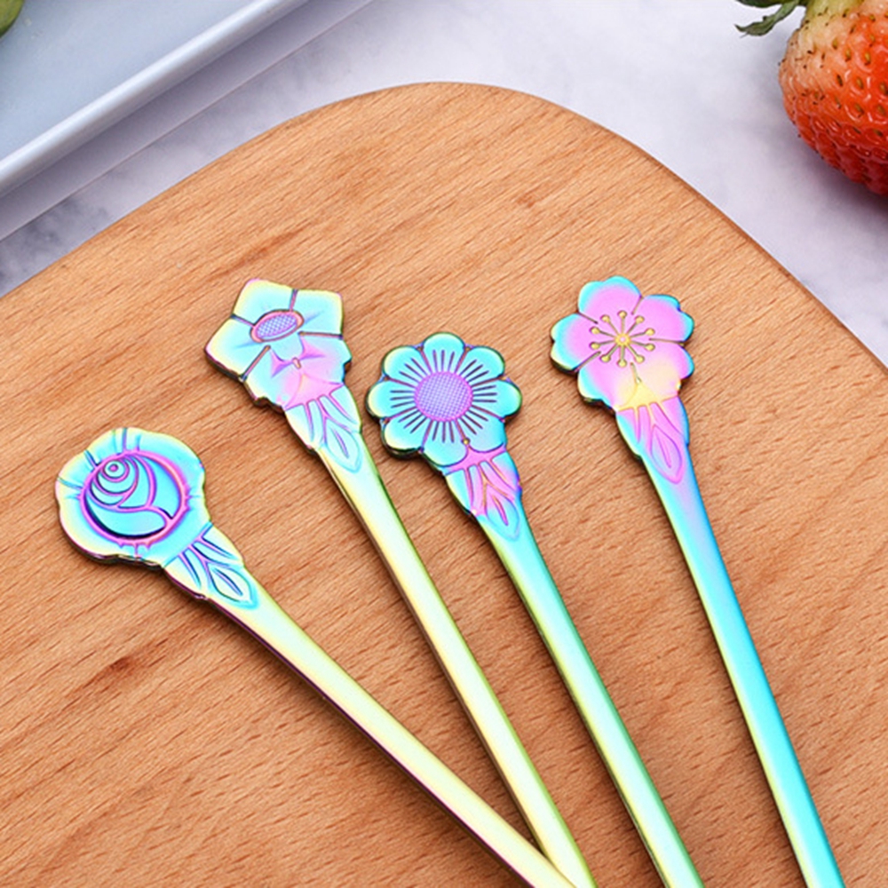 EPOCH Nĩa Ăn Trái Cây Hình Bông Hoa Bằng Thép Không Gỉ