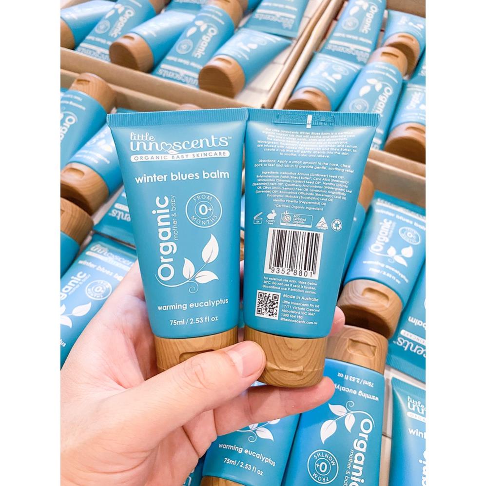 Dầu bôi ấm ngực phòng ngừa cảm cúm,giảm ho,nghẹt mũi từ Khuynh Diệp Little Innoscents winter blue balm Úc