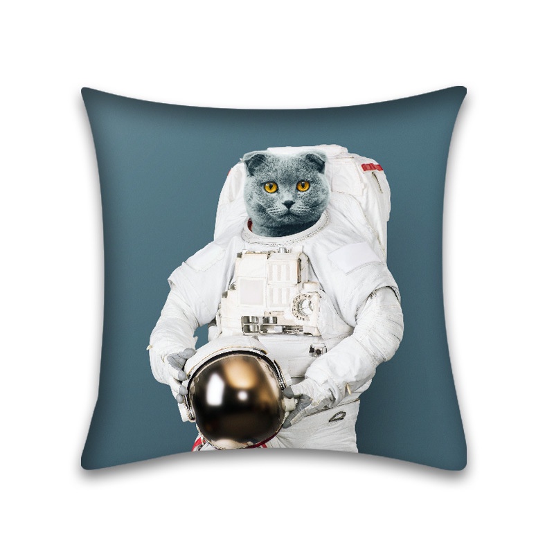 Vỏ Gối Vuông 45 * 45Cm In Hình Mèo Hoạt Hình Dễ Thương Trang Trí Nhà Cửa / Văn Phòng