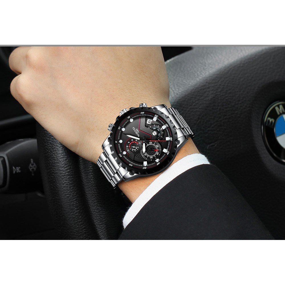 (TẶNG VÒNG TAY) Đồng hồ nam NIBOSI 2322 chính hãng, dây kim loại không gỉ, thép đúc đặc | BigBuy360 - bigbuy360.vn