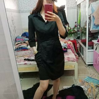 Đầm sơ mi đắp chéo cách điệu