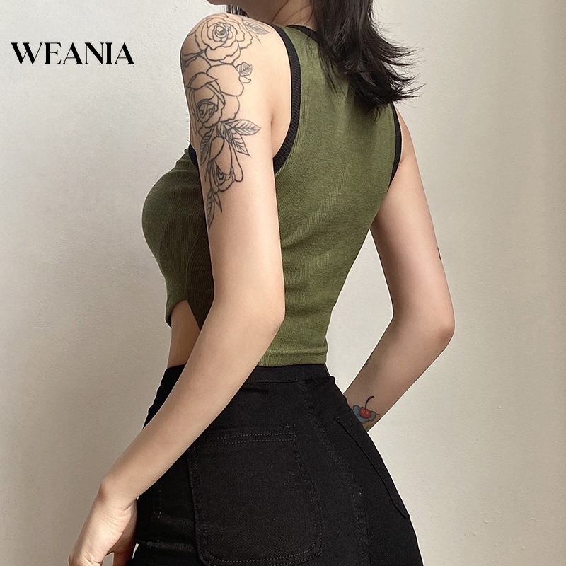 Áo Tank Top Cổ Tròn Thêu Chữ Thiết Kế Quyến Rũ Cho Nữ