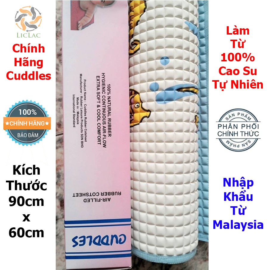 Tấm Lót Cao Su Chống Thấm Nước Cuddles Loại Tốt 60x90cm nhập khẩu Malaysia - LICLAC