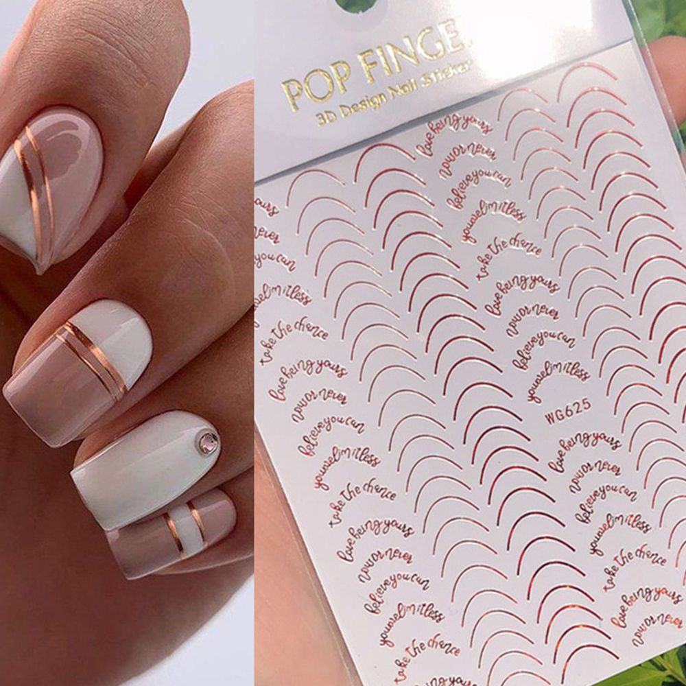 [Hàng mới về] Miếng Dán Trang Trí Móng Tay Họa Tiết Kẻ Sọc 3D Sành Điệu Thời Trang Tự Làm Độc Đáo