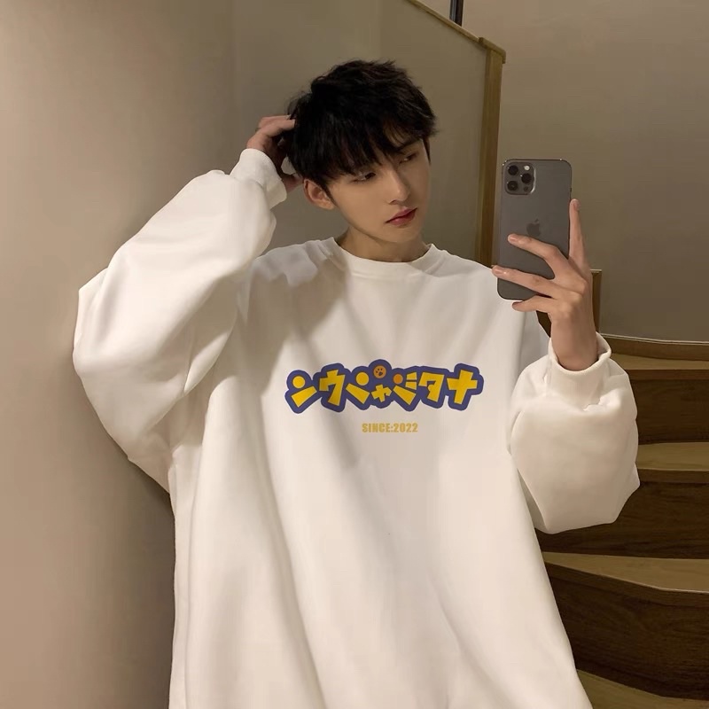 Áo Sweater Nỉ Bông Chữ Vàng Tay Dài Unisex