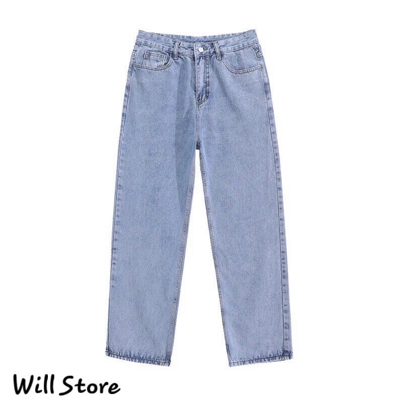 Quần Jeans Baggy ống xuông, rộng unisex WILL xanh bạc hottrend hàn quốc 2021