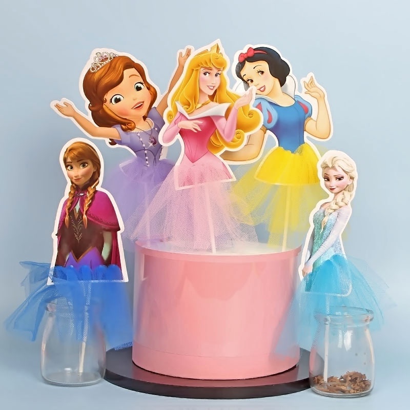 DISNEY 1 Phụ Kiện Trang Trí Bánh Kem Hình Công Chúa Elsa/Elsa/Fro/Piaia/Pizza Kiểu Lưới Xinh Xắn