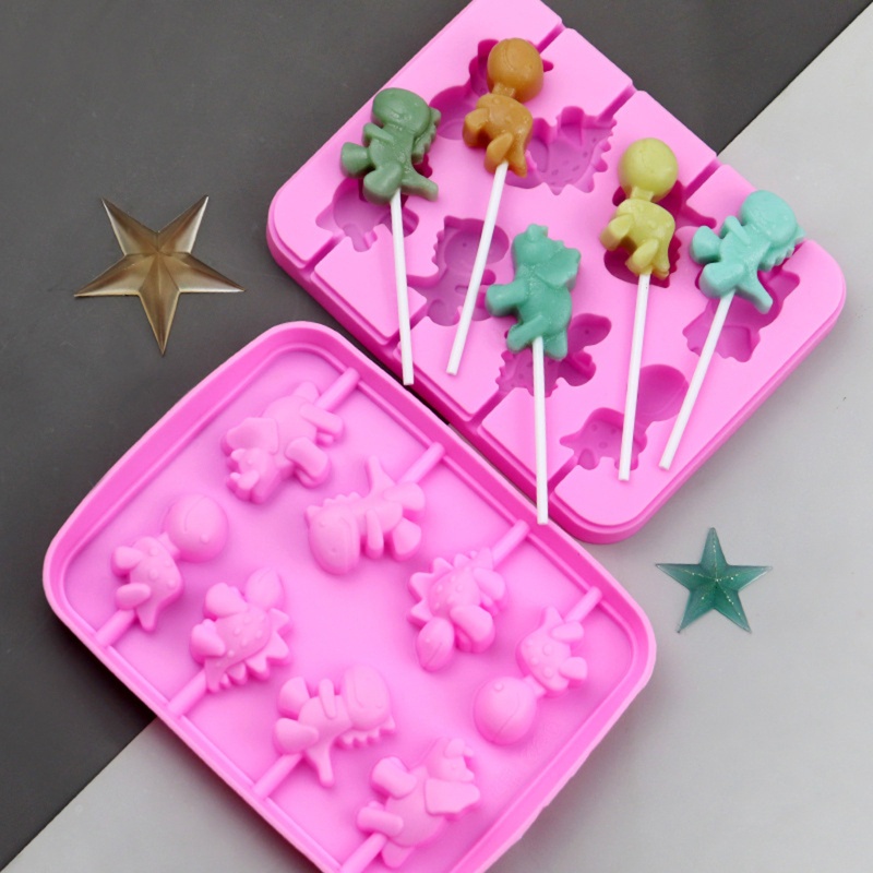Khuôn silicone tạo hình khủng long cho kẹo mút