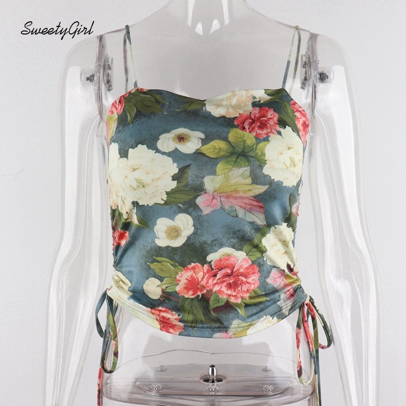 Áo Hai Dây Họa Tiết Hoa 2022 Dáng Ôm Quyến Rũ Cho Nữ