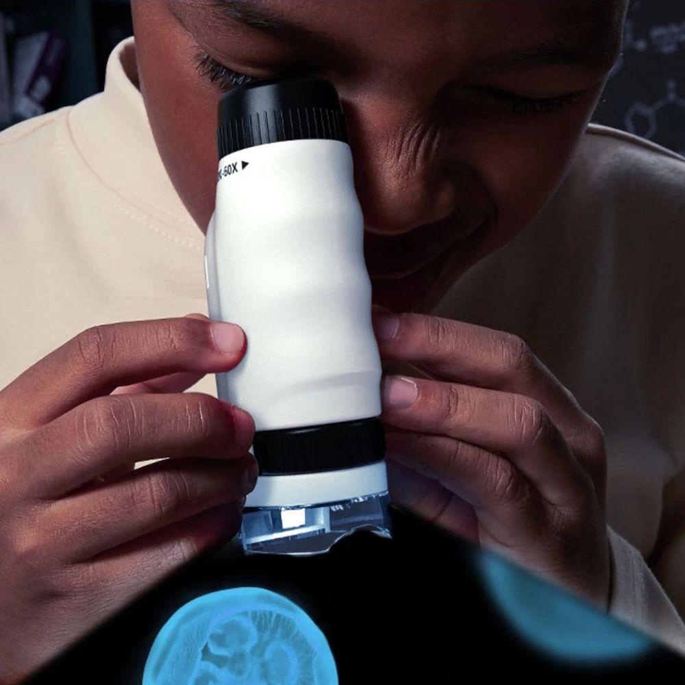 Kính Hiển Vi Cầm Tay Phóng Đại 60X-120X Có Đèn LED Dành Cho Các Bé