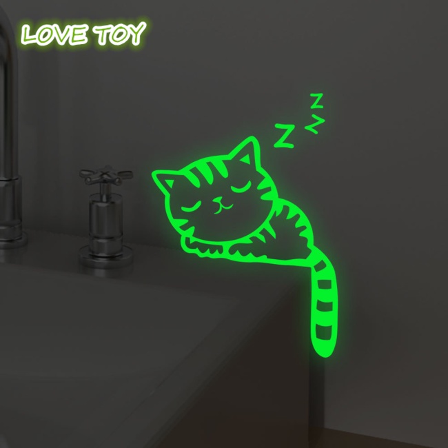 Nkodok Waterproof Luminous  Switch  Sticker Cartoon Cute Cats Dogs Pattern Decorative Wall Decals For Children Room