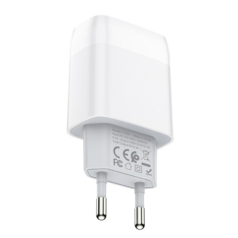 Bộ sạc nhanh cho điện Hoco C73A 2 cổng sạc 2.4A , Bảo Hành Chính Hãng 12 Tháng