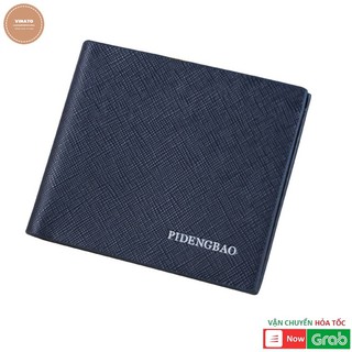 Ví da nam dáng ngang mỏng tiện lợi, bóp ngắn nam dập vân, 3 màu sang trọng