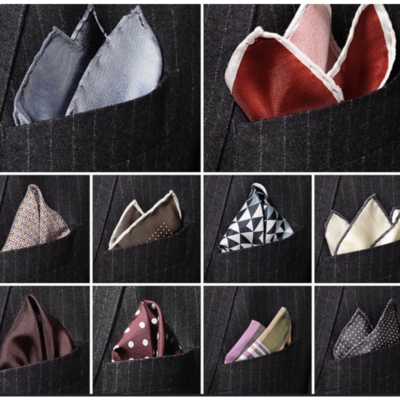 Khăn cài túi áo Vest Nam thời trang cao cấp Pocket Square chất liệu lụa trơn hoạ tiết sang trọng
