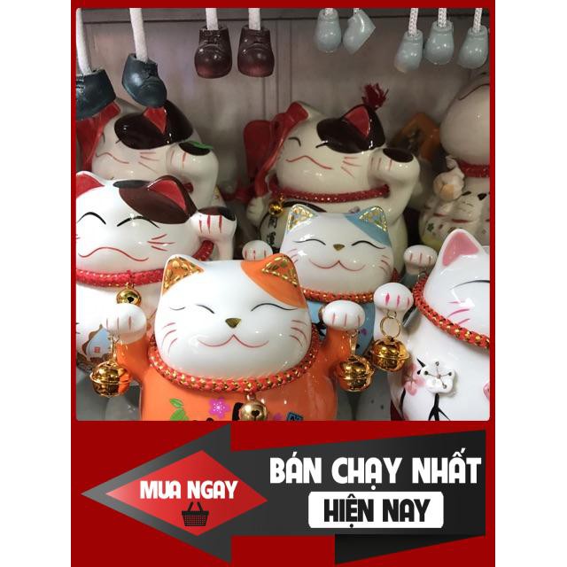 [SP BÁN CHẠY] Mèo thần tài may mắn Maneki Neko kèm đệm cao 10cm (6 màu)