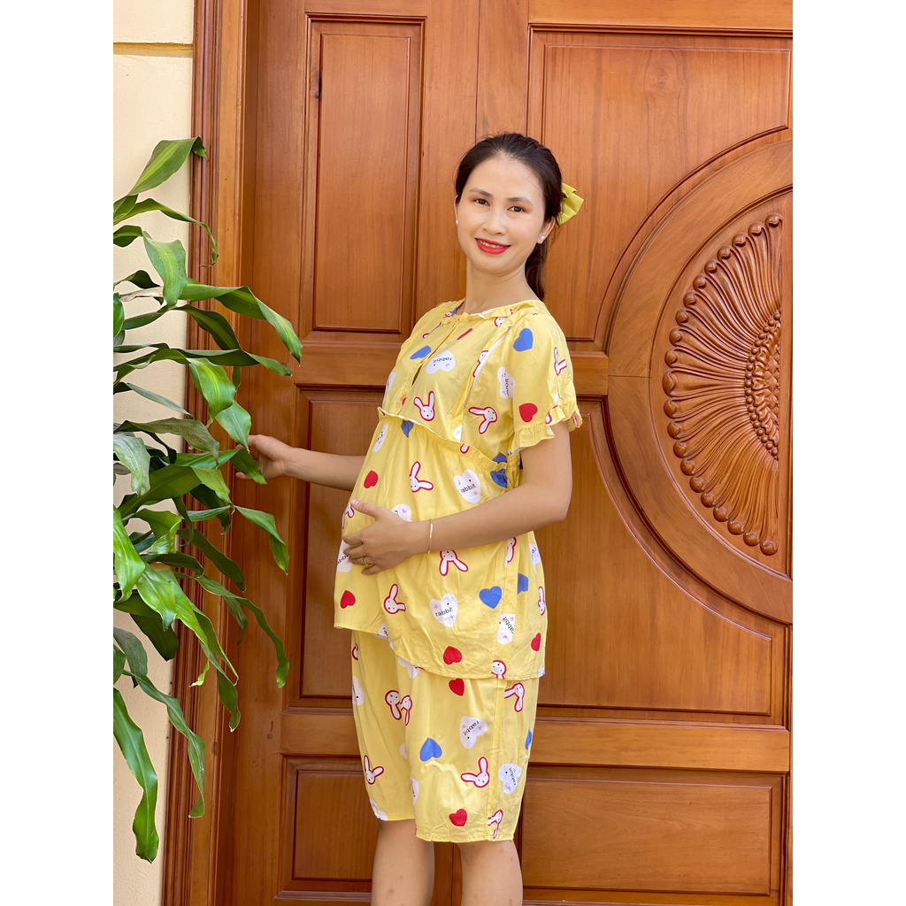 Bộ đồ bầu và sau sinh LỬNG mùa hè CHẤT LANH THÁI SIÊU MỊN MÁT (có khóa kéo cho bé ti) BL836