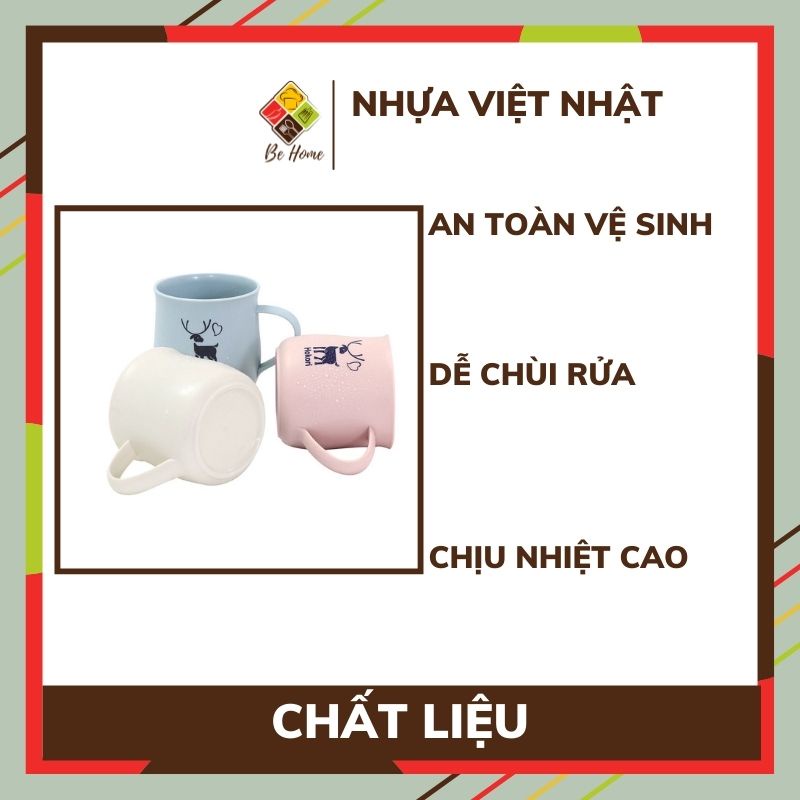 Cốc uống nước Hokori 350ml BEHOMEMALL Cốc nhựa Việt Nhật 6369 cao cấp có quai cầm [GIAO MÀU NGẪU NHIÊN]