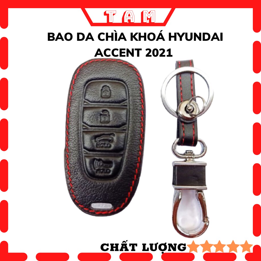 Vỏ đựng chìa khóa xeHyundai accent đời 2021 loại 4 nút da cao cấp