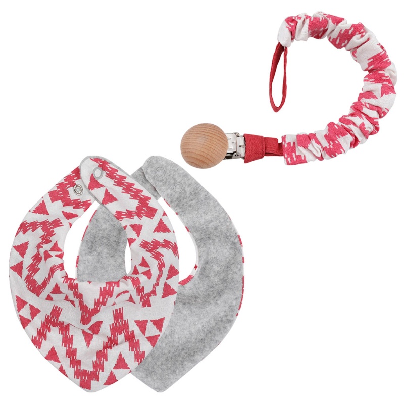 Yếm Ăn Cotton Có Kẹp Núm Ti Giả Cho Bé