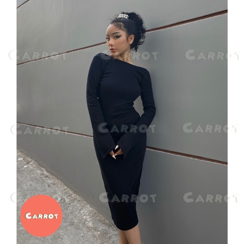 Đầm body sexy tay dài ôm hở lưng chất co giãn váy nữ tôn dáng sáng da chất xịn co giãn tốt carrotxinhdep | BigBuy360 - bigbuy360.vn