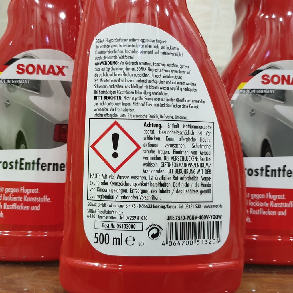 Tẩy bụi công nghiệp, vết rỉ sắt trên bề mặt sơn Sonax Fallout Cleaner 500ml