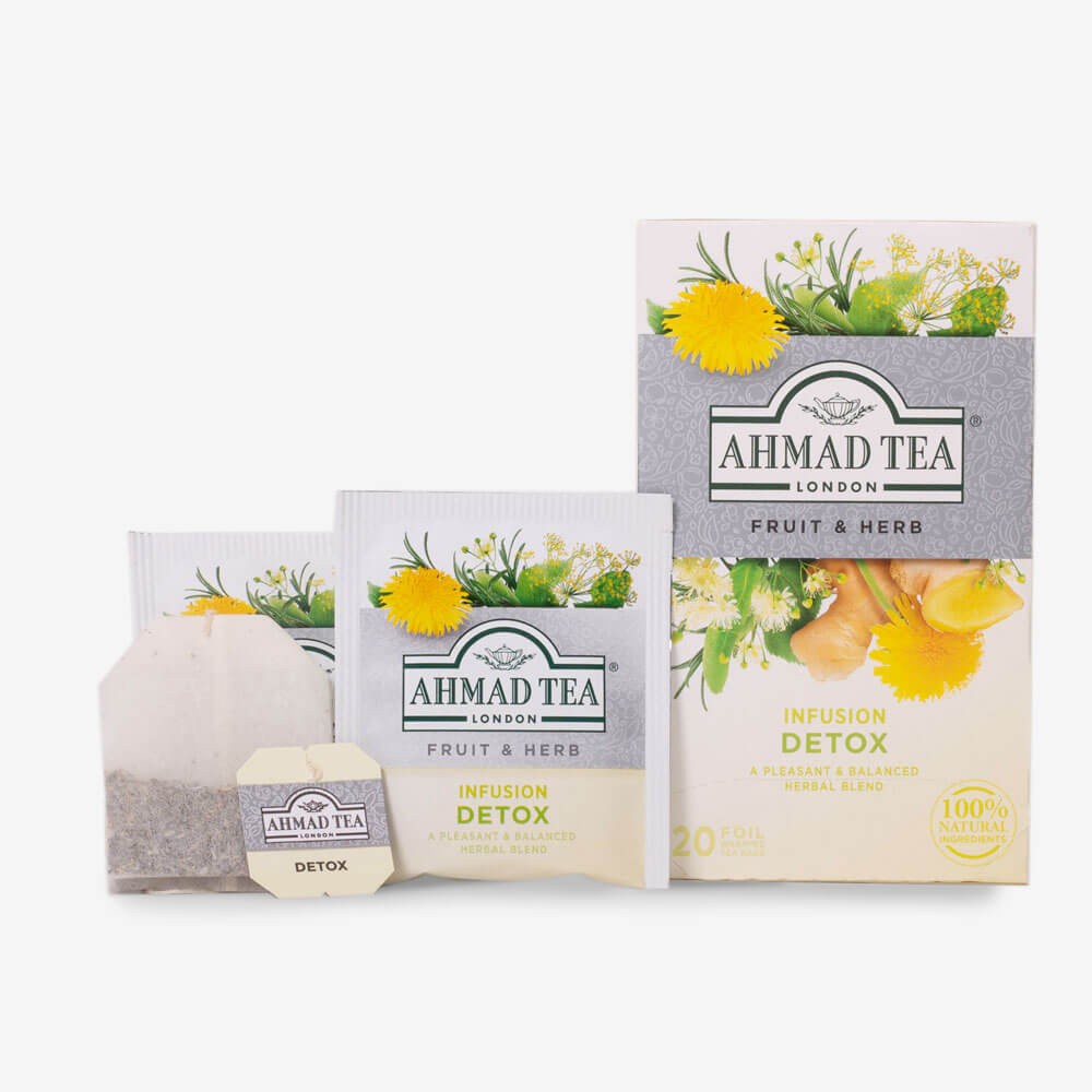 Trà Thanh Lọc Cơ Thể, Thải Độc Detox Anh Quốc 40g (20 Túi x2G) - Ahmad Detox Tea 40G/20Bags