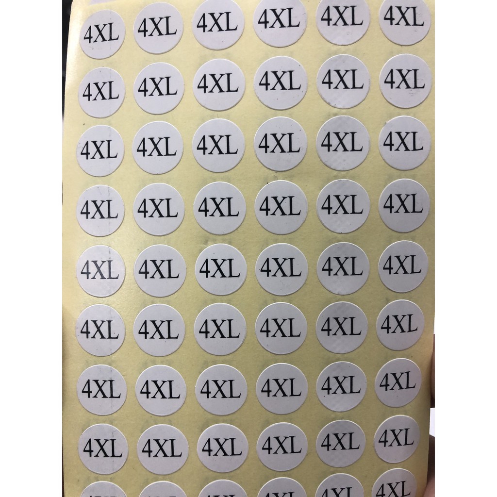 10 Tờ Tem Dán Size Quần Áo XS, S, M, L, XL, XXL,.... Dán Size Giày Dép 34, 35,36,37,...