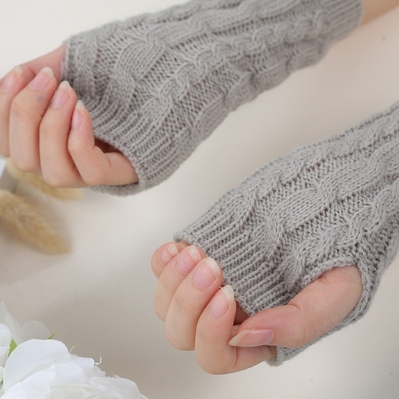 1 Đôi Găng Tay Len Hở Ngón Ấm Áp Cho Nam Nữ