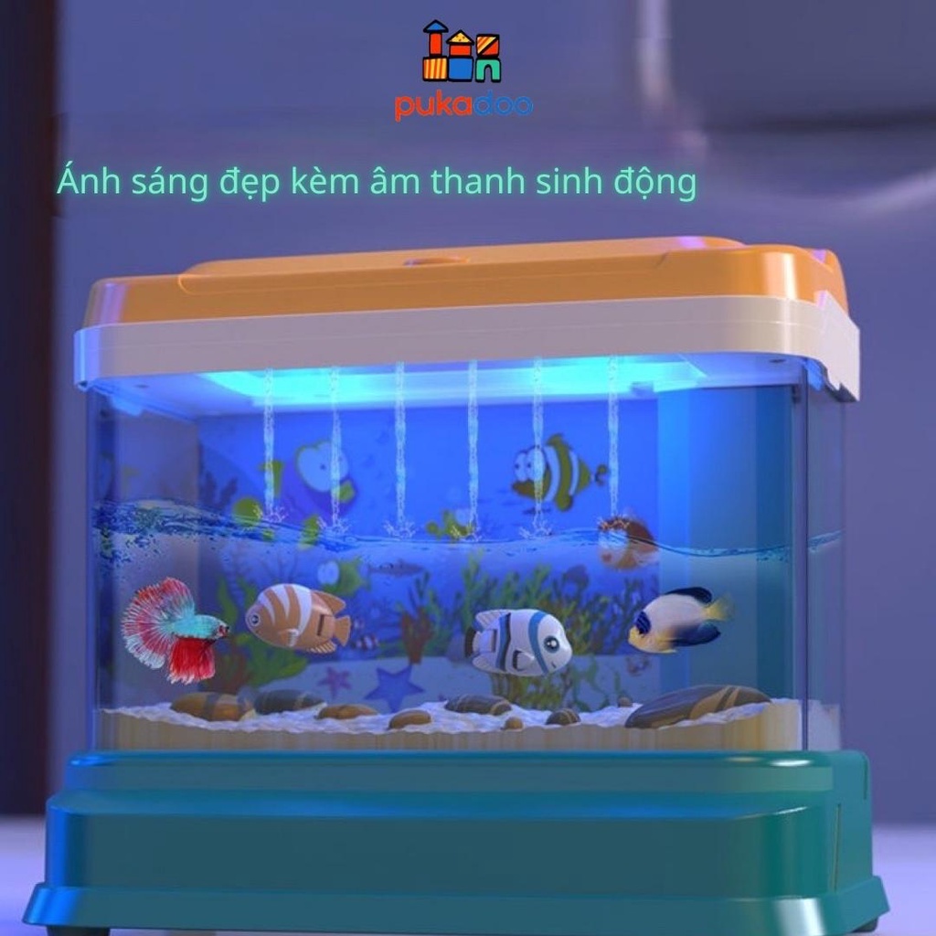 Đồ chơi câu cá phát nhạc và ánh sáng sinh động cho bé, bể cá có âm nhạc Pukadoo