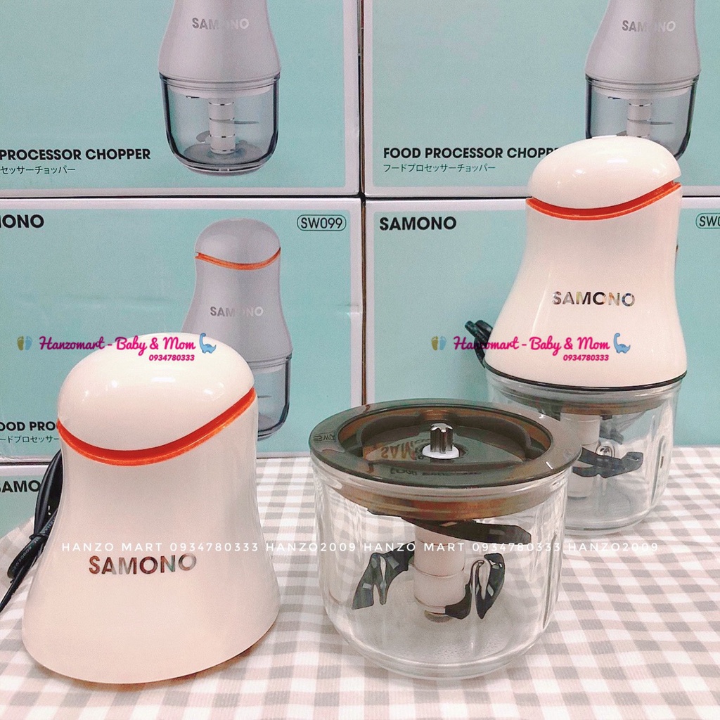 Máy xay ăn dặm cho bé đa năng thủy tinh Samono 0,3L xay hành tỏi tiện lợi bảo hành 12 tháng