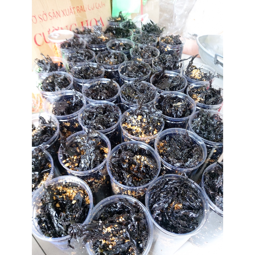 Rong biển cháy tỏi ăn liền 500Gram Ăn vặt Thi Thi, rong biển sấy tẩm vị giòn ngon, không độn hút ẩm