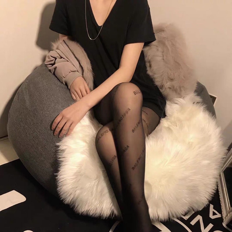 Sexy Women's Pantyhose Letter Silk Stockings Letter Black Silk Stockings Women's Pantyhose Black Skin Thin Sexy Pantyhose