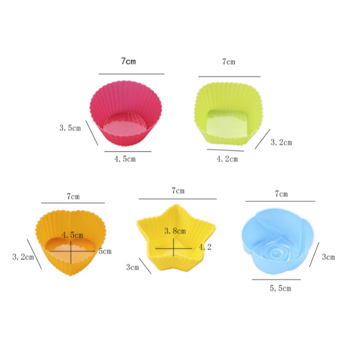 Set 5 Khuôn cupcake silicon tròn