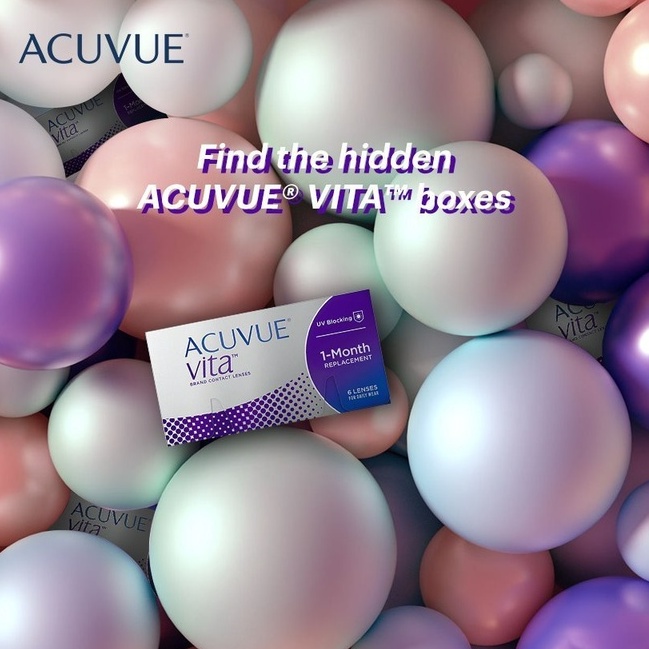 Kính áp tròng Acuvue Vita chống tia UV dùng 1 tháng, lens trong suốt có độ cận - Lens Optic