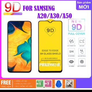 Kính cường lực full màn 9D cho sámdung A20/A30/A50 tặng ốp dẻo trong suốt