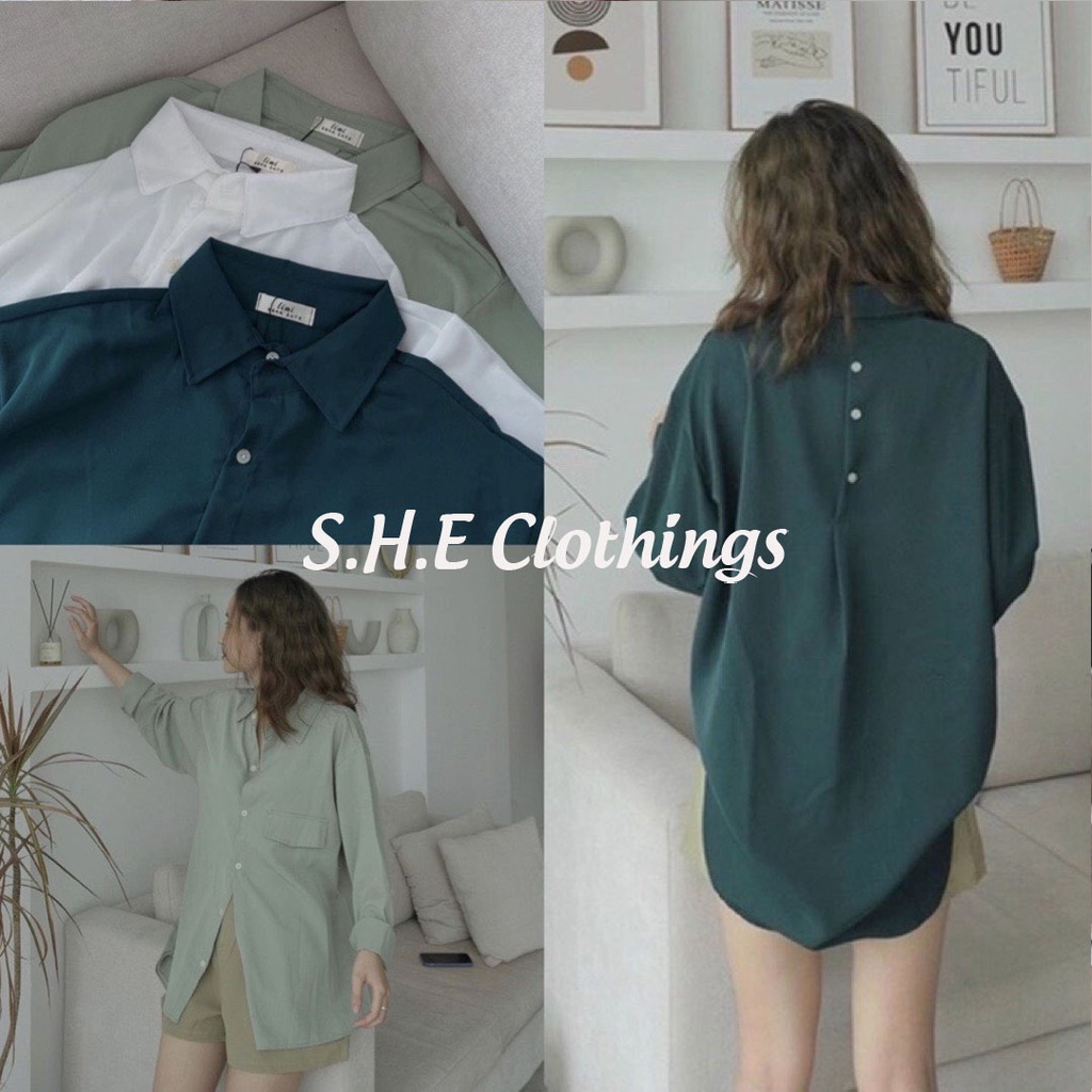 Áo Sơ Mi Nữ Dài Tay Đuôi Tôm Cúc Lưng Sơ Mi Nữ Trơn Dài Tay Chất Đũi Lụa Freesize