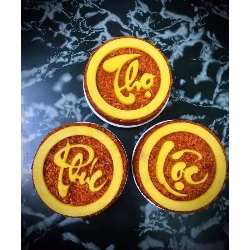 (Rẻ vô địch) Bộ khuôn xôi khuôn tạo hình đĩa xôi, làm bánh 3 chữ Phúc Lộc Thọ