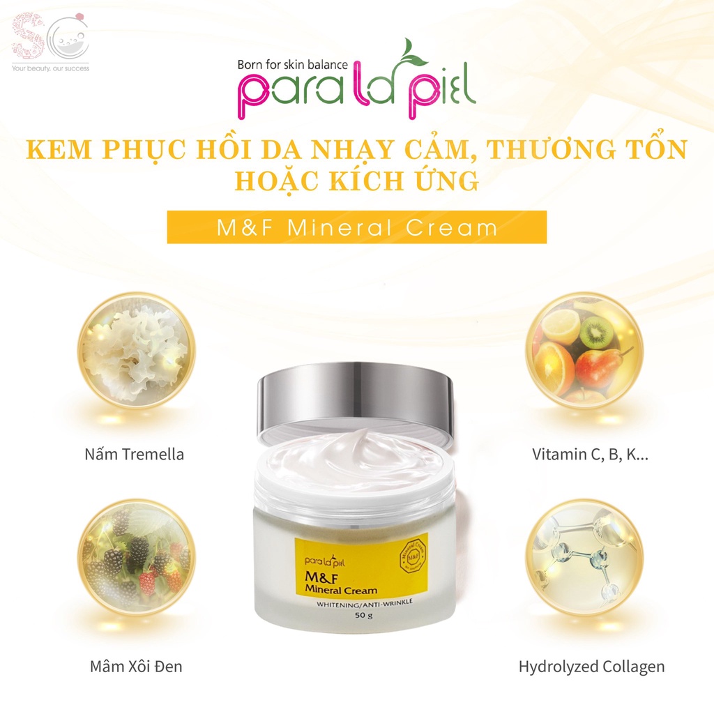 Kem dưỡng trắng da, phục hồi, mờ nám và ngăn ngừa lão hoá - Paralapiel M&F Mineral Cream 50g
